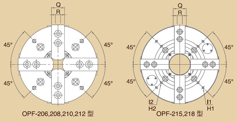 千島CHANDOX高速中空油壓四爪卡盤OPF 三爪卡盤