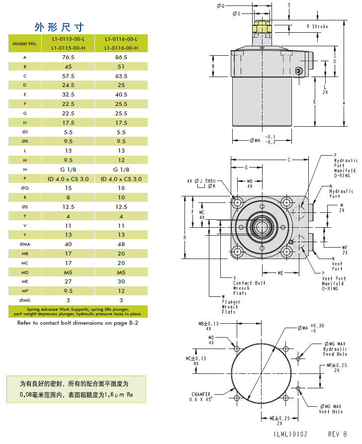 美國VEKTEK液壓元件彈簧升起型上法蘭式支撐缸 液壓元件