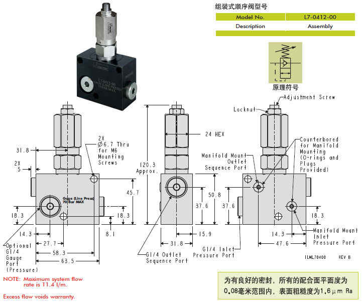 美國VEKTEK液壓元件不銹鋼結構VektorFlo?順序閥 順序閥