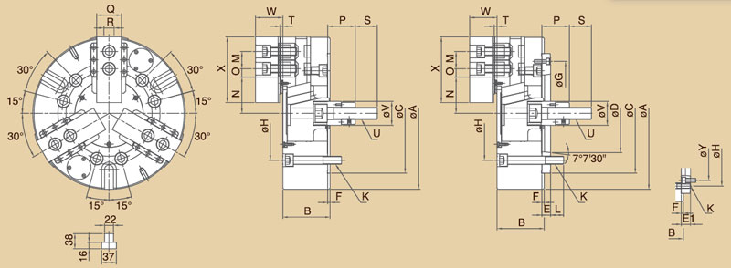 千島CHANDOX中實油壓三爪卡盤 三爪卡盤