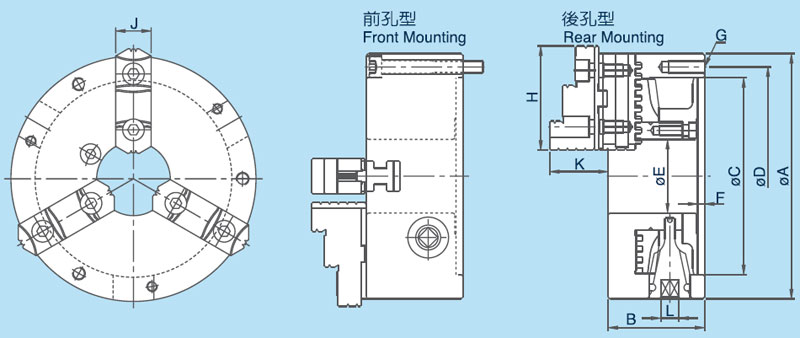 千島CHANDOX強力型手動三爪卡盤SK 三爪卡盤