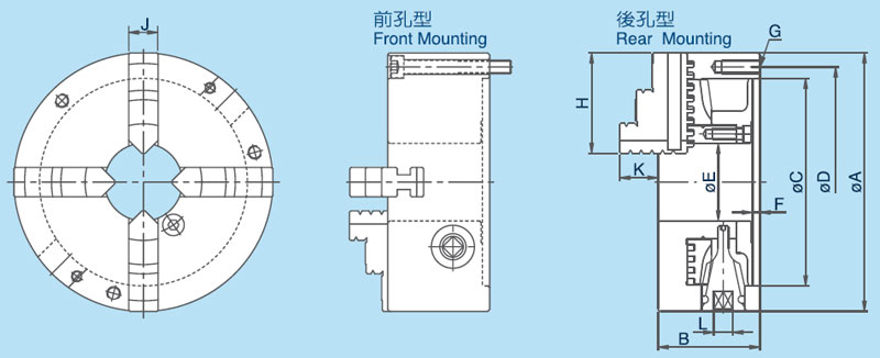 千島CHANDOX連動型手動四爪卡盤PS 四爪卡盤